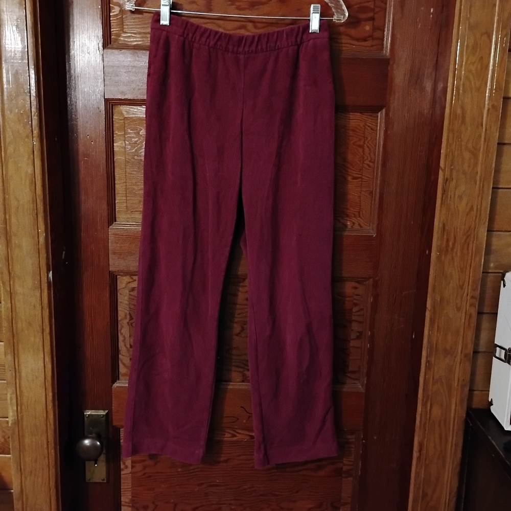 Dark Pink Ribbed Pants